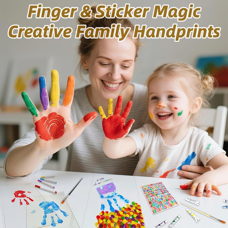 MLDWRONGYAOZ Family Handprint Frame Kit for 4 with 12 Paint Colors&12 Pens,Fun DIY Craft Art Print Handprint Keepsake, Family Gifts for Christmas Mother's Father's Day Birthday Anniversary,Grandparent(Black) - Image 3